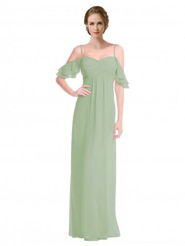 Low Back Sleeveless Off the Shoulder A-Line Soft Chiffon Formal Dress / Bridesmaid Dress Worcester