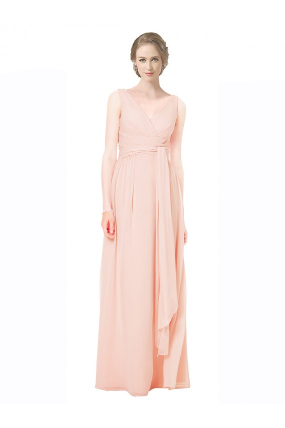 V-Back Sleeveless V-Neck A-Line Chiffon Wedding Party Dress Worcester