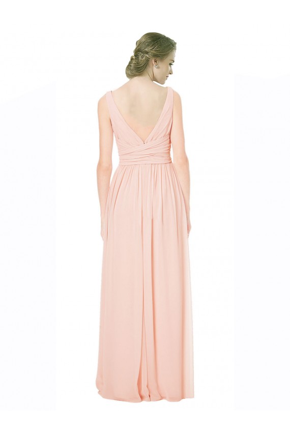 V-Back Sleeveless V-Neck A-Line Chiffon Wedding Party Dress Worcester