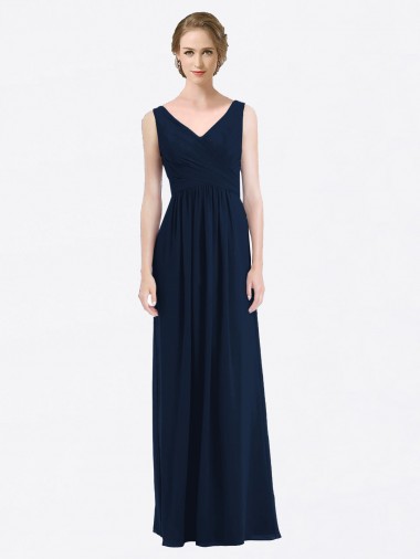 Low Back Sleeveless V-Neck A-Line Soft Chiffon Evening Gowns / Bridesmaid Dress Worcester