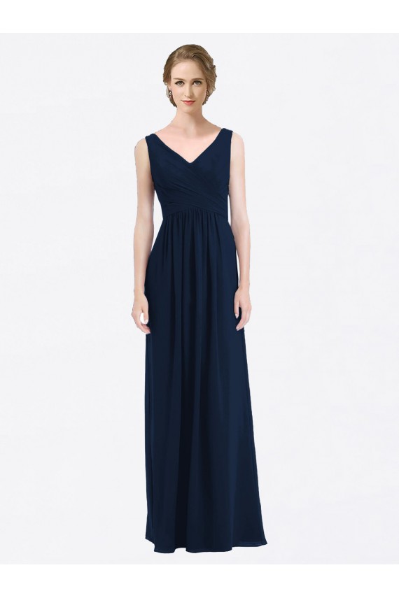 Low Back Sleeveless V-Neck A-Line Soft Chiffon Evening Gowns / Bridesmaid Dress Worcester