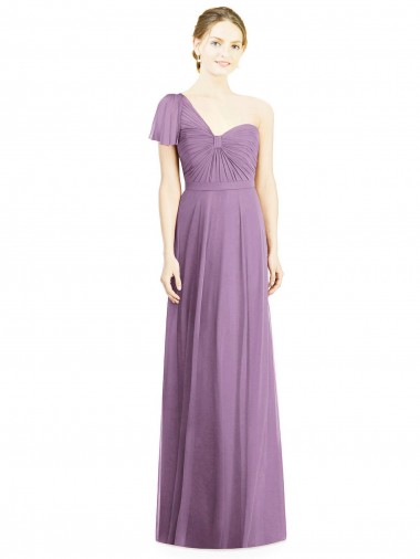 Open Back Flutter Sleeves One Shoulder A-Line Soft Chiffon Formal Dress / Bridesmaid Dress Worcester