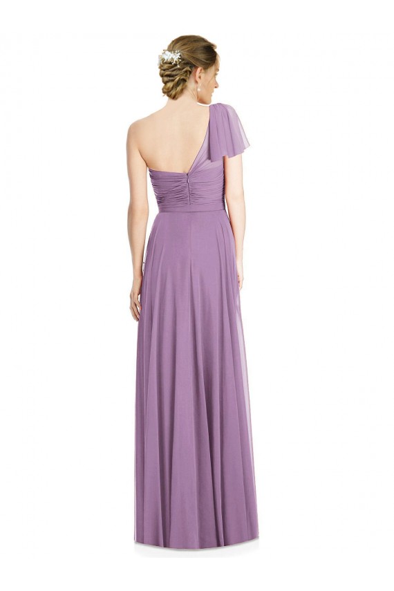 Open Back Flutter Sleeves One Shoulder A-Line Soft Chiffon Formal Dress / Bridesmaid Dress Worcester