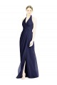 Open Back Dark Navy Sleeveless Halter Neck A-Line Soft Chiffon Formal Dress / Bridesmaid Dress Worcester