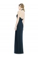 Open Back Dark Navy Sleeveless Halter Neck A-Line Soft Chiffon Formal Dress / Bridesmaid Dress Worcester