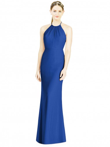 Criss Cross Back Sleeveless Halter Neck Trumpet Soft Chiffon Bridesmaid Dress Worcester