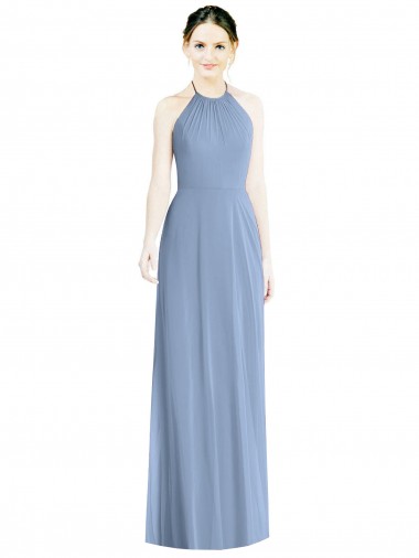 Low Back Sleeveless Halter Neck A-Line Chiffon Bridesmaid Dress Worcester