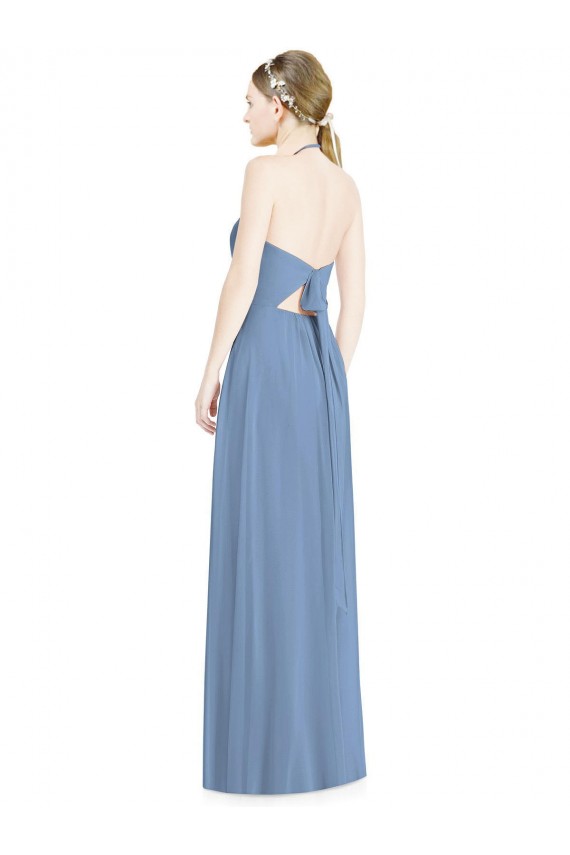 Low Back Sleeveless Halter Neck A-Line Chiffon Bridesmaid Dress Worcester