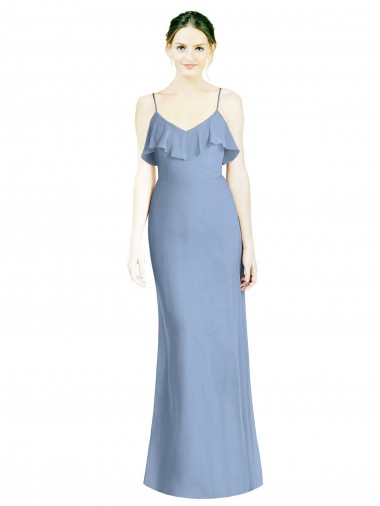 Open Back Sleeveless Spaghetti Straps A-Line Soft Chiffon Bridesmaid Dresses Worcester