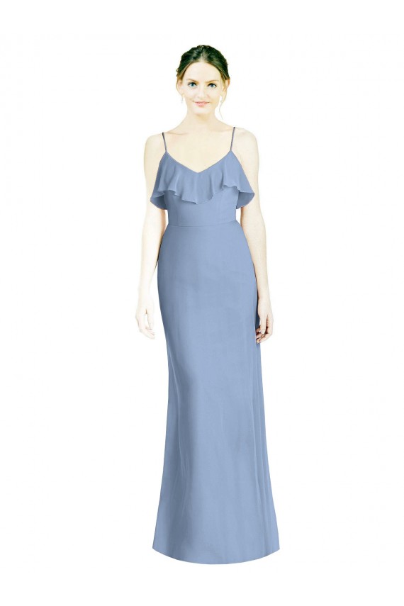Open Back Sleeveless Spaghetti Straps A-Line Soft Chiffon Bridesmaid Dresses Worcester