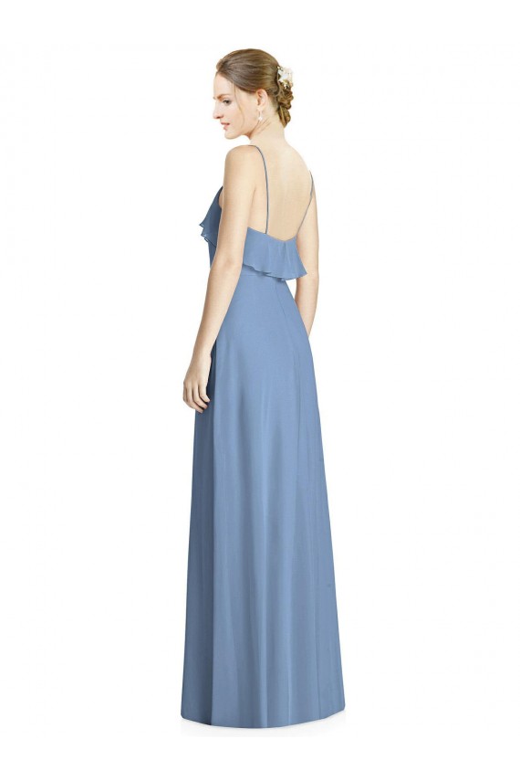 Open Back Sleeveless Spaghetti Straps A-Line Soft Chiffon Bridesmaid Dresses Worcester