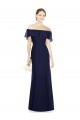 Dark Navy Sleeveless Off the Shoulder Trumpet Soft Chiffon Bridesmaid Dress Worcester