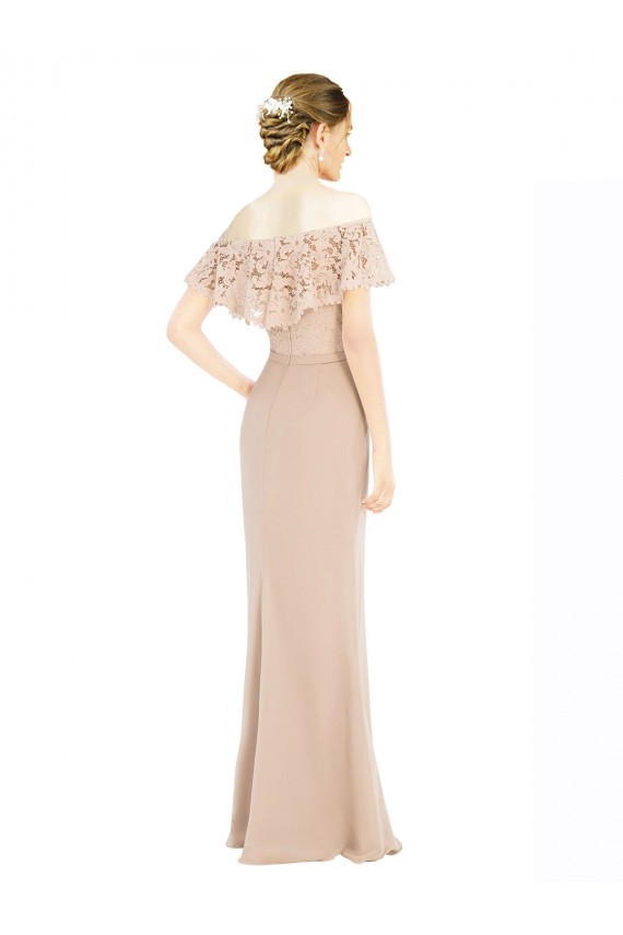 Sleeveless Off the Shoulder A-Line Soft Chiffon & Lace Prom Dress / Bridesmaid Dress Worcester