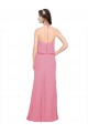 Low Back Skin Pink Sleeveless Halter Neck A-Line Soft Chiffon Bridesmaid Dress Worcester