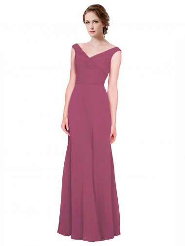 Mauve Taupe Sleeveless V-Neck A-Line Soft Chiffon Bridesmaid Dress Worcester
