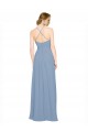 Criss Cross Open Back Dusty Blue Sleeveless Halter Neck A-Line Chiffon Bridesmaid Dress / Evening Dress Worcester