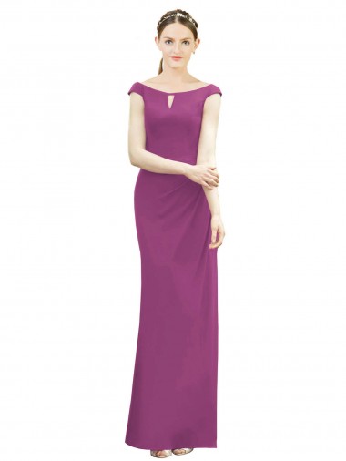Wild Berry Sleeveless Boat Neck Mermaid Soft Chiffon Bridesmaid Dress Worcester