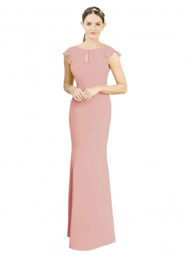 Cap Sleeves Boat Neck Mermaid Soft Chiffon Formal Dress / Bridesmaid Dress Worcester