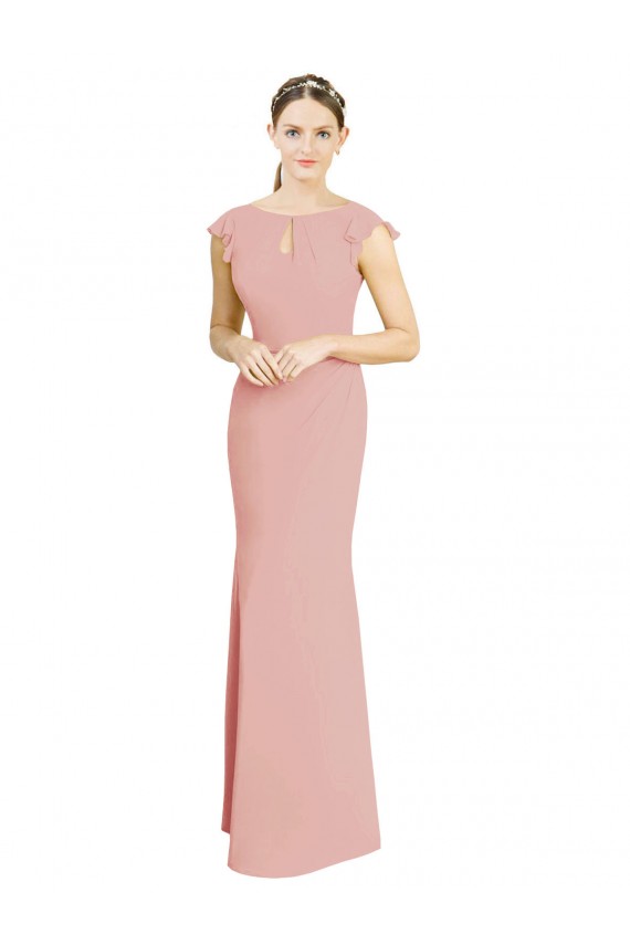 Cap Sleeves Boat Neck Mermaid Soft Chiffon Formal Dress / Bridesmaid Dress Worcester