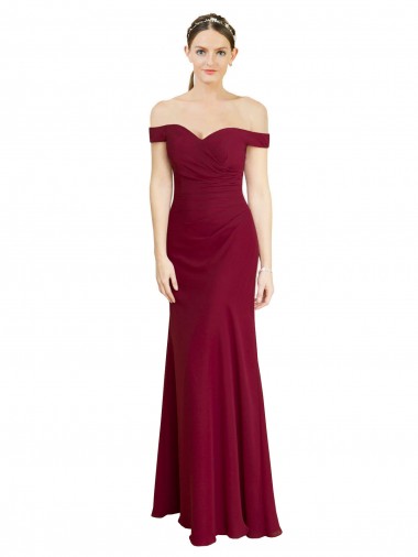 Sleeveless Off the Shoulder Mermaid Soft Chiffon Black Tie Prom Dress / Bridesmaid Dress Worcester
