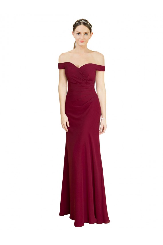 Sleeveless Off the Shoulder Mermaid Soft Chiffon Black Tie Prom Dress / Bridesmaid Dress Worcester