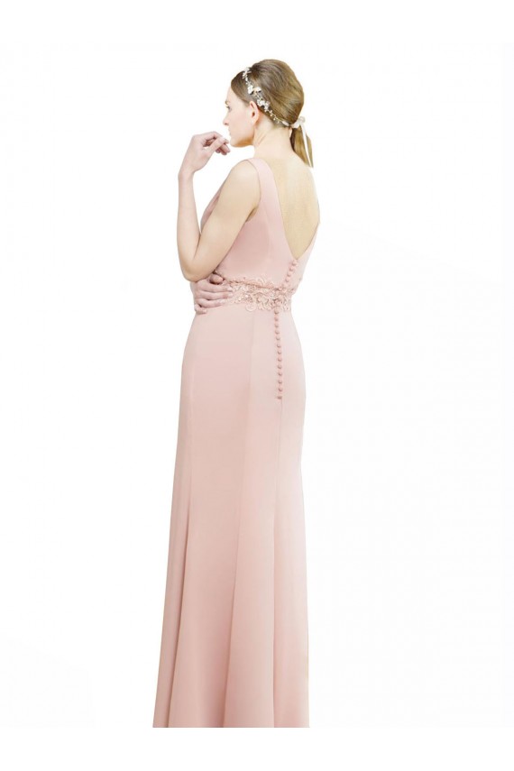 Bliss Pink Sleeveless Boat Neck Mermaid Soft Chiffon Bridesmaid Dress Worcester