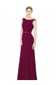 Low Back Burgundy Sleeveless Boat Neck A-Line Soft Chiffon Bridesmaid Dress Worcester