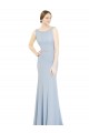 Low Back Light Sky Blue Sleeveless Boat Neck A-Line Soft Chiffon Bridesmaid Dress Worcester