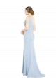 Low Back Light Sky Blue Sleeveless Boat Neck A-Line Soft Chiffon Bridesmaid Dress Worcester
