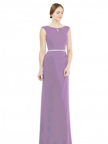 Low Back Sleeveless Boat Neck A-Line Soft Chiffon Formal Dress / Bridesmaid Dress Worcester