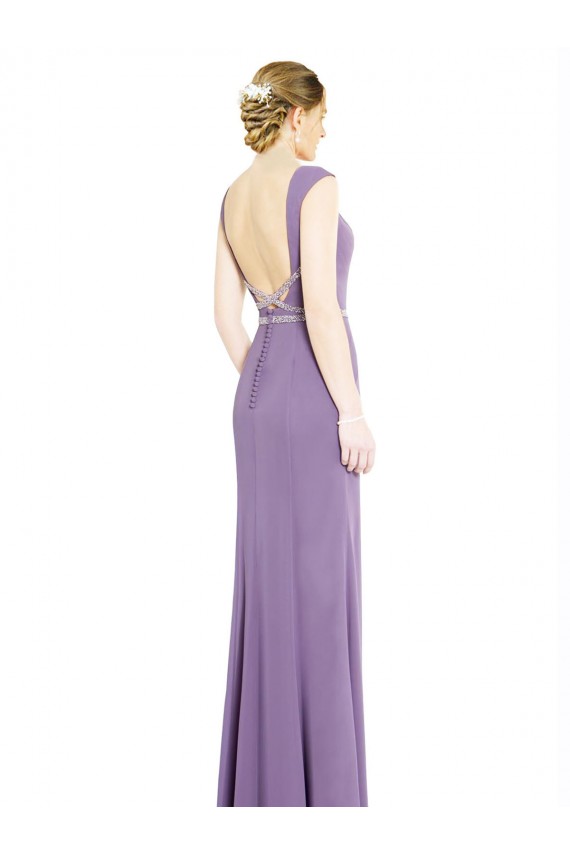 Low Back Sleeveless Boat Neck A-Line Soft Chiffon Formal Dress / Bridesmaid Dress Worcester