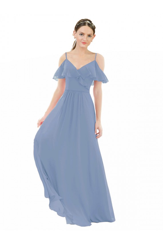 Cap Sleeves V-Neck A-Line Lxue Chiffon Bridesmaid Dress Worcester