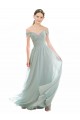 Sea Glass Cap Sleeves Off the Shoulder A-Line Soft Chiffon & Lace Bridesmaid Dress Worcester