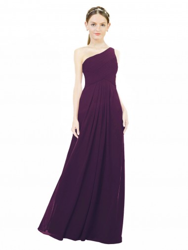 Grape Sleeveless One Shoulder A-Line Chiffon Bridal Party Dress / Evening Dress Worcester