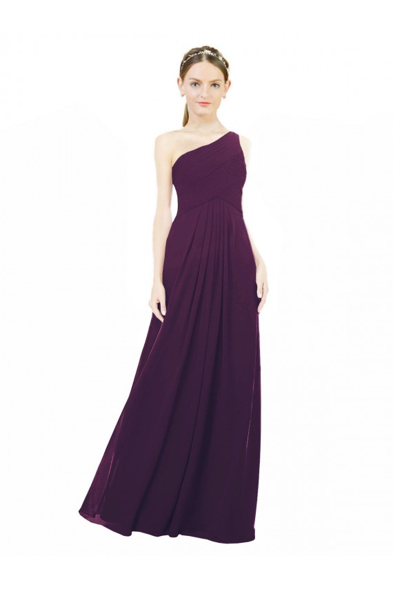 Grape Sleeveless One Shoulder A-Line Chiffon Bridal Party Dress / Evening Dress Worcester