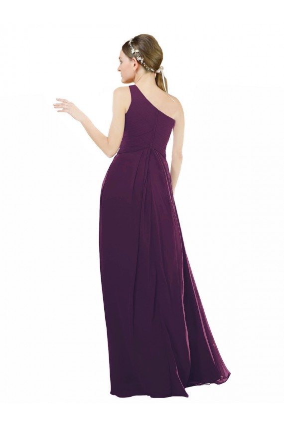 Grape Sleeveless One Shoulder A-Line Chiffon Bridal Party Dress / Evening Dress Worcester