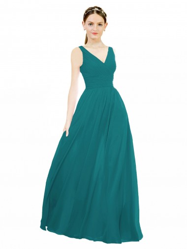 Hunter Sleeveless V-Neck A-Line Chiffon Bridesmaid Gowns Worcester