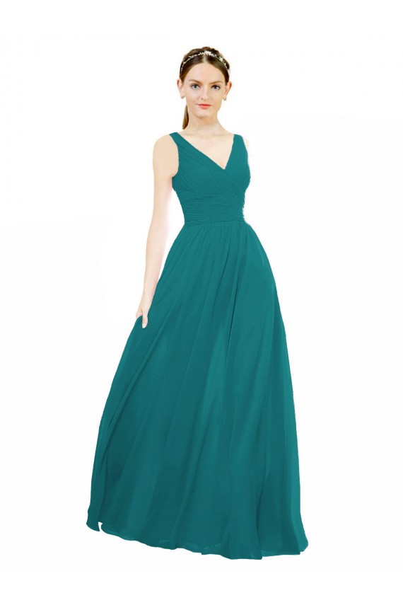 Hunter Sleeveless V-Neck A-Line Chiffon Bridesmaid Gowns Worcester
