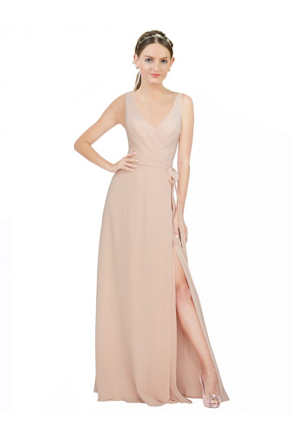 Sleeveless V-Neck A-Line Luxe Chiffon Bridesmaid Dress / Evening Dress Worcester
