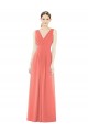 V-Back Coral Sleeveless V-Neck A-Line Soft Chiffon Bridesmaid Dress Worcester