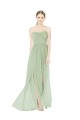 Low Back Sage Sleeveless Sweetheart A-Line Soft Chiffon Semi Formal Evening Dress / Bridesmaid Dress Worcester