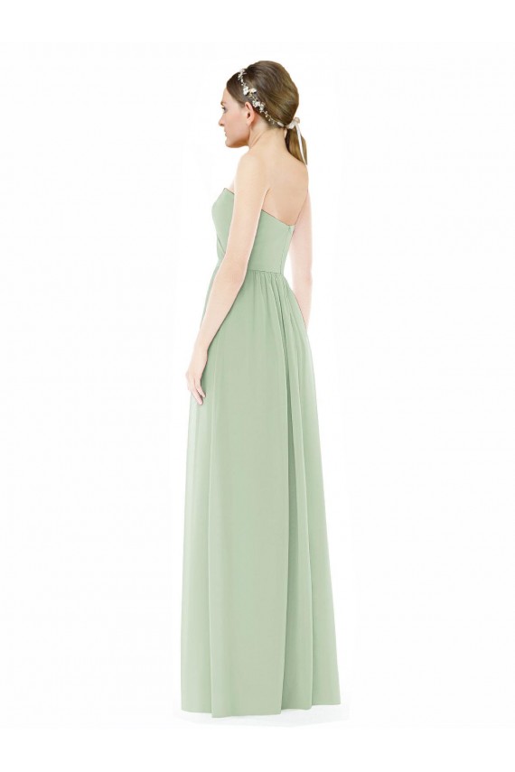 Low Back Sage Sleeveless Sweetheart A-Line Soft Chiffon Semi Formal Evening Dress / Bridesmaid Dress Worcester