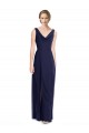 V-Back Dark Navy Sleeveless Cowl Neck A-Line Soft Chiffon Bridesmaid Dress Worcester