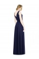 V-Back Dark Navy Sleeveless Cowl Neck A-Line Soft Chiffon Bridesmaid Dress Worcester