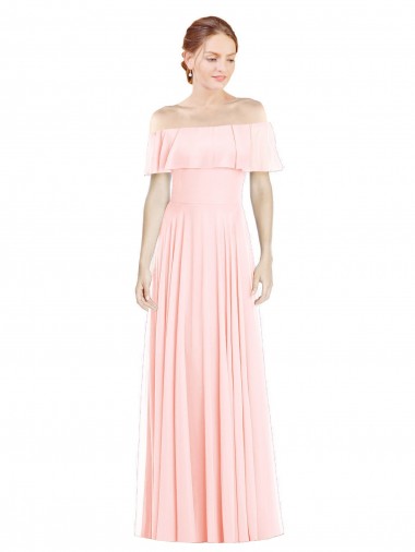 Sleeveless Off the Shoulder A-Line Soft Chiffon Formal Bridesmaid Dress Worcester