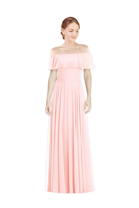 Sleeveless Off the Shoulder A-Line Soft Chiffon Formal Bridesmaid Dress Worcester