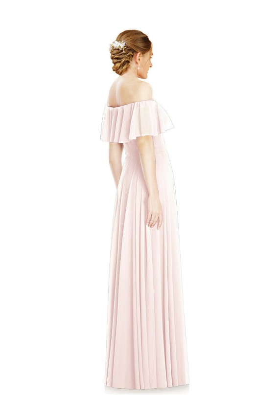Sleeveless Off the Shoulder A-Line Soft Chiffon Formal Bridesmaid Dress Worcester