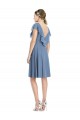 V-Back Dusty Blue Cap Sleeves V-Neck A-Line Soft Chiffon Bridesmaid Dress Worcester