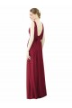 V-Back Burgundy Sleeveless V-Neck A-Line Soft Chiffon Bridesmaid Dress / Formal Dress Worcester