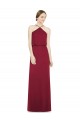Open Back Burgundy Sleeveless Halter Neck A-Line Soft Chiffon Bridesmaid Dress Worcester